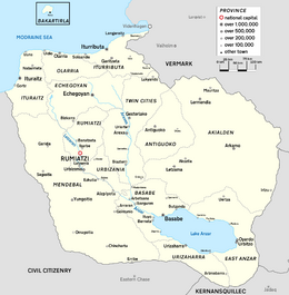 Map of Astograth, with major cities and first-level divisions marked