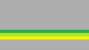 Gray field with three bands on the bottom third colored dark green, apple green, and yellow